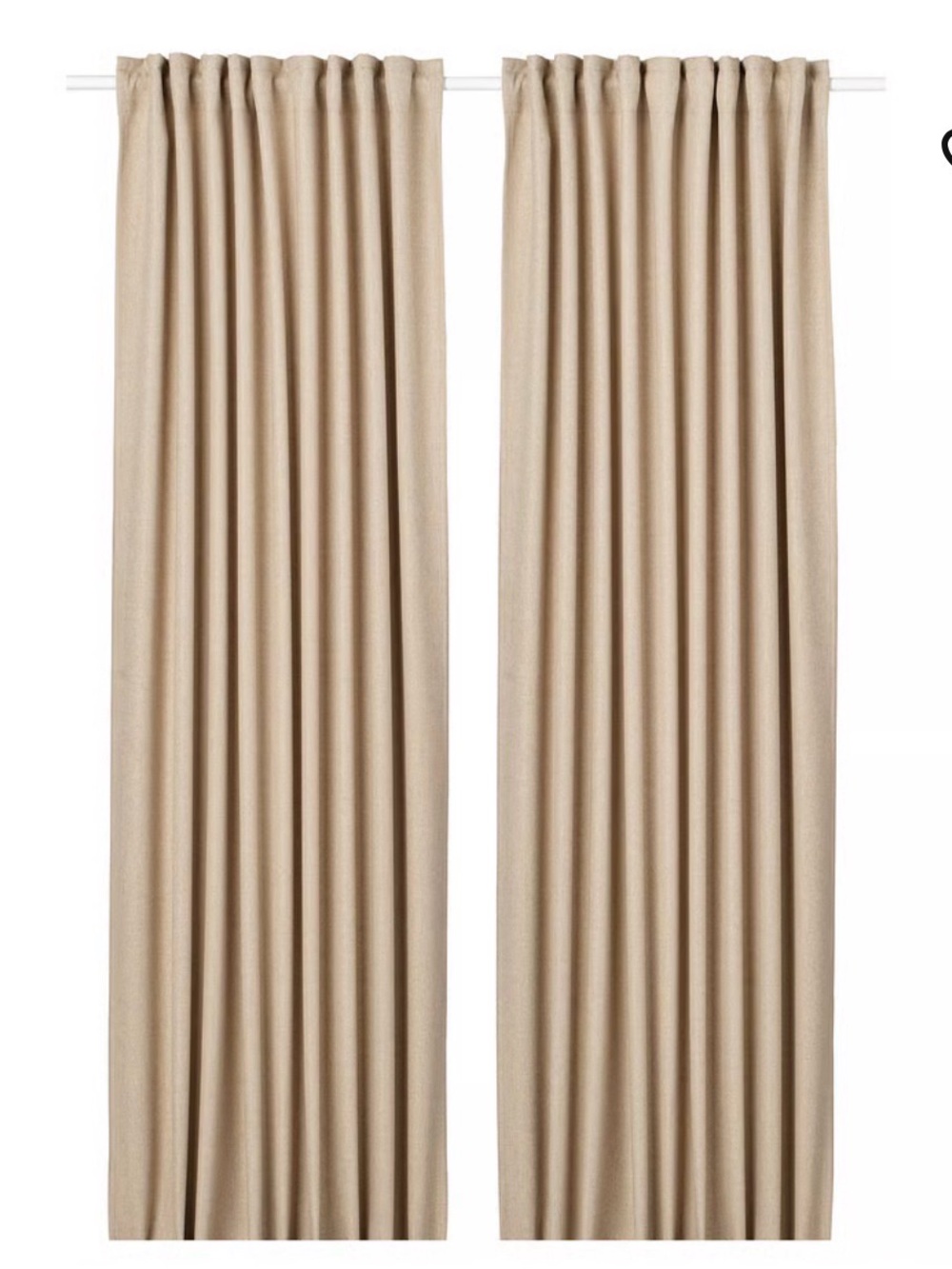 Ikea ANNAKAJSA Room darkening curtains, 1 pair, beige/with heading tape, 57x118"